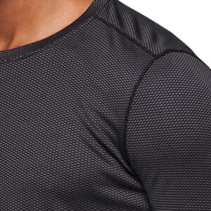 RBX Men's Textured Quick Drying Long Sleeve Performance Tee Jacquard Black-Charcoal L