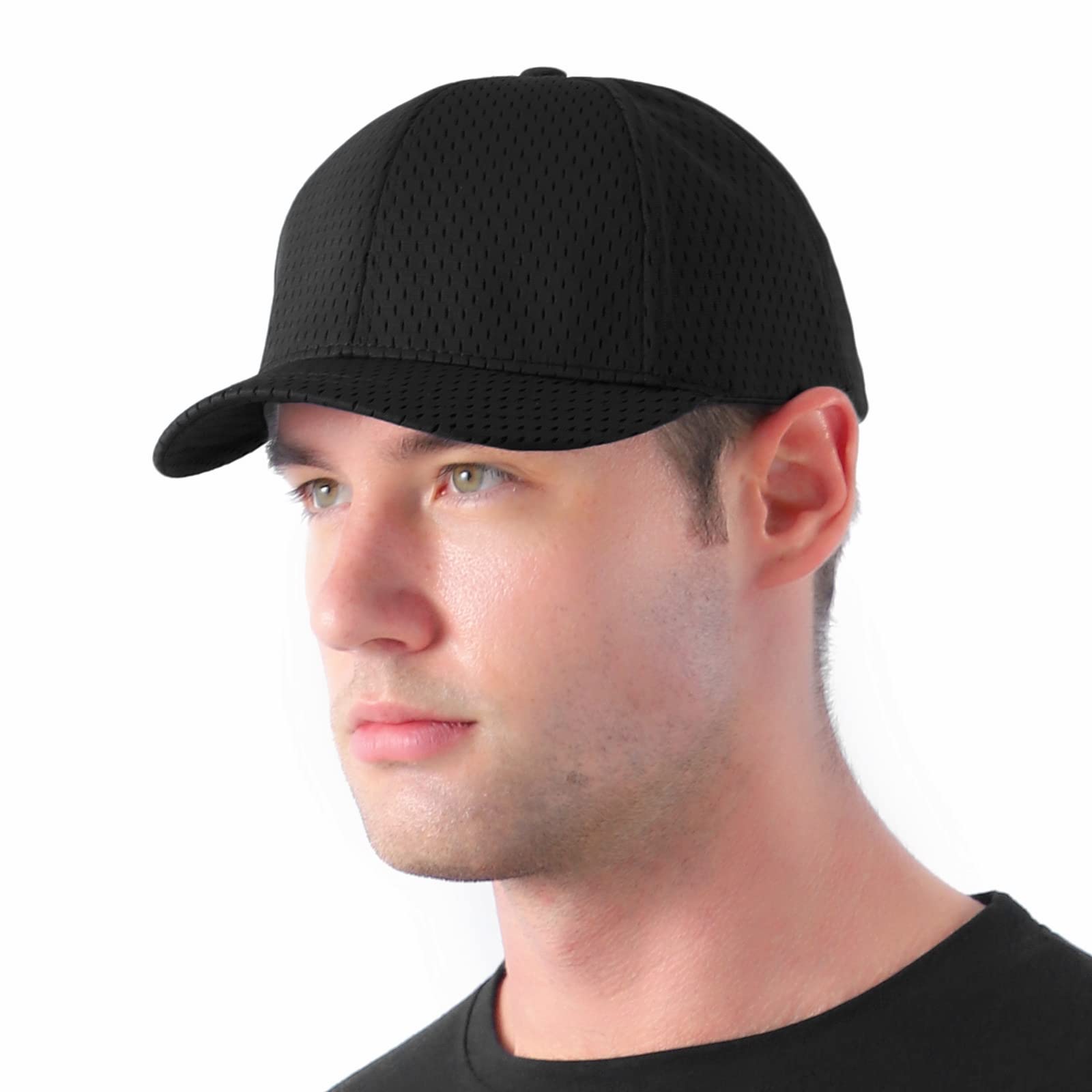 Men's Short Brim Baseball Cap Summer Thin Breathable Sports Snapback Caps for Women Adjustable Unisex Sun Hats Q0987 Black