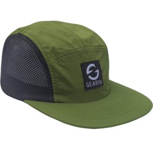 gearya camp hat 5 panel lightweight, shallow fit with buckle closure for men, women, teen adventurists - olive green