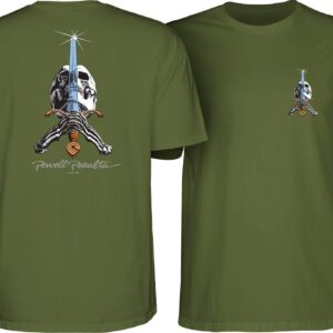 Powell Peralta Skull & Sword T-Shirt, Military Green '2', Large