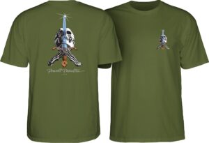 powell peralta skull & sword t-shirt, military green '2', extra large