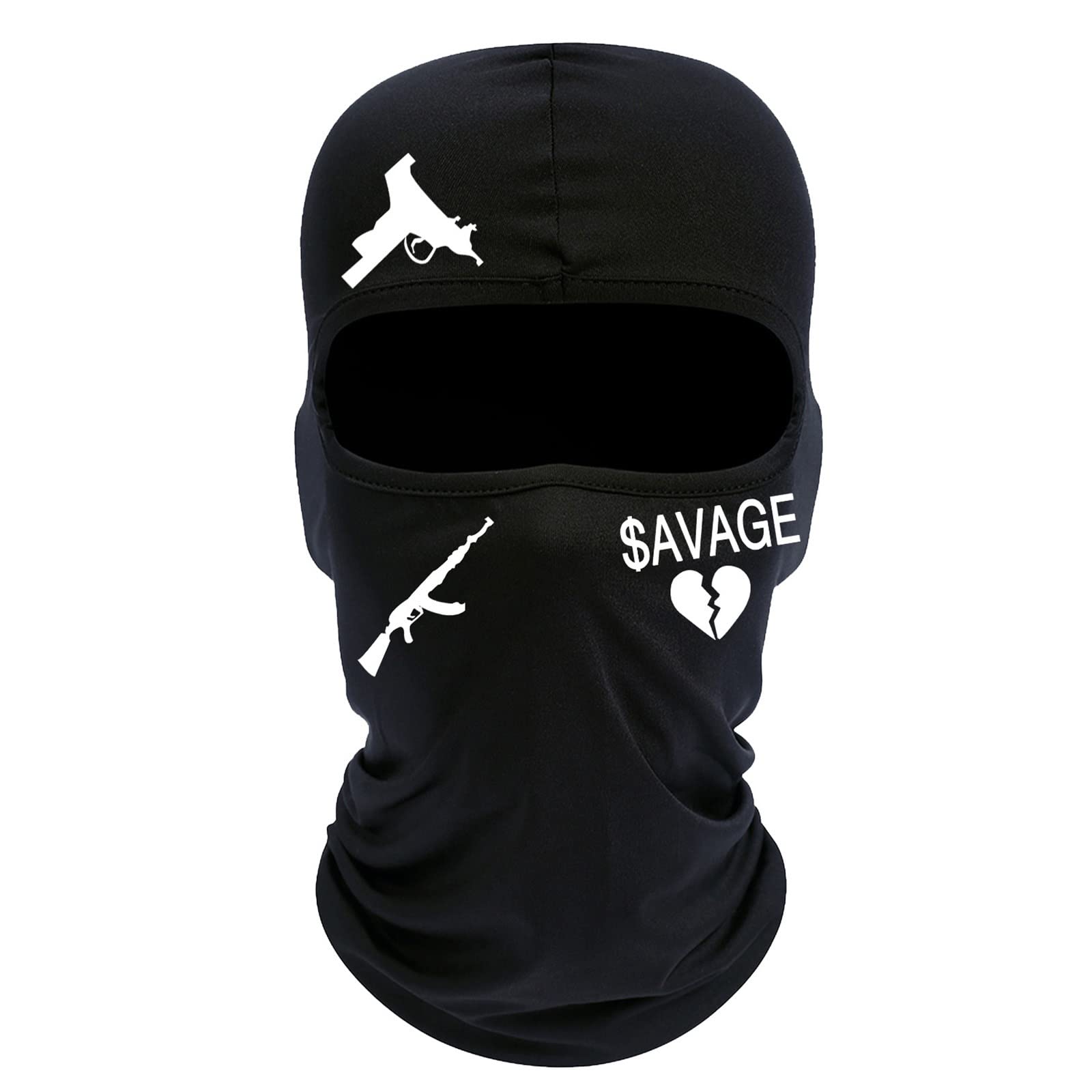 Single Hole Knit Cycling Head Cover Lightweight Ski Mask Exquisite Embroidery Black Classic Ski Mask Balaclava(Black,One Size)