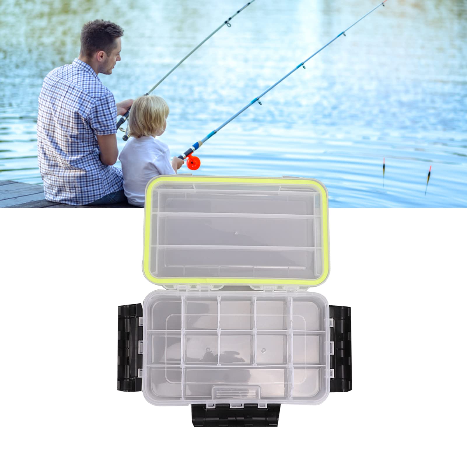 Leapiture Fishing Tool Box Transparent Plastic Storage Box with Removable Divider Fishing Tackle Hook Protector for Outdoor Leisure Sports