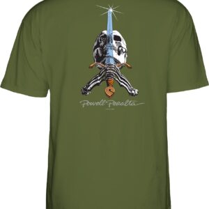 Powell Peralta Skull & Sword T-Shirt, Military Green '2', Large