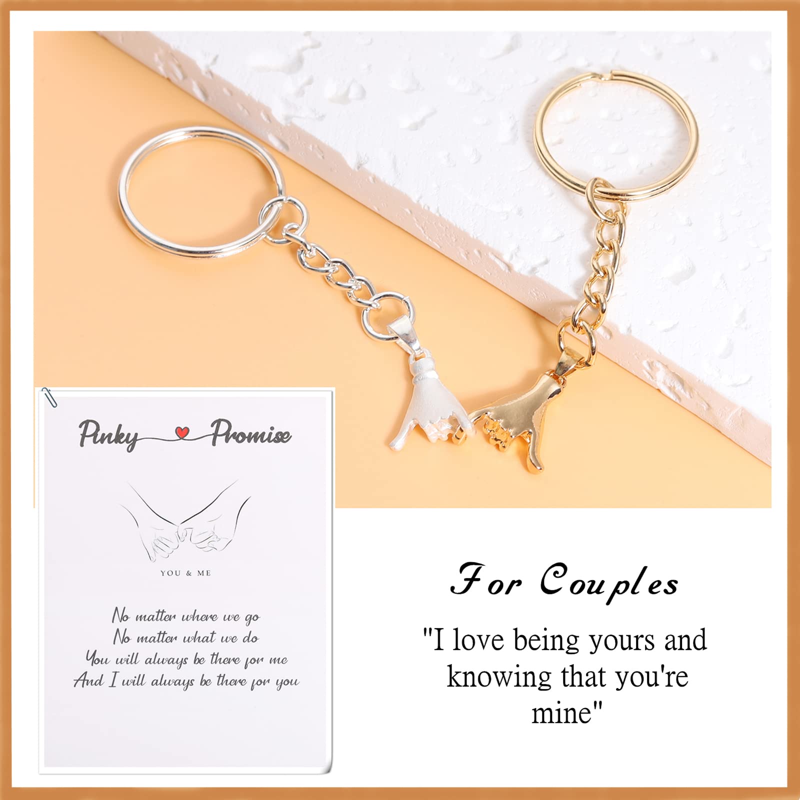 Keychain for Boyfriend Girlfriend Couples Keychain Gifts 2 Pcs Pinky Promise Keychains Matching Couples Stuff Boyfriend Valentine Anniversary Birthday Gifts from Girlfriend Best Friend Keychains (GS)