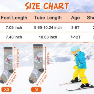 Century Star Kids Ski Socks Winter Warm Knee High Snow Socks for Toddler Boys Girls Soft Wool Socks Skiing Snowboard 2Pcs Blue&Pink 7-12T