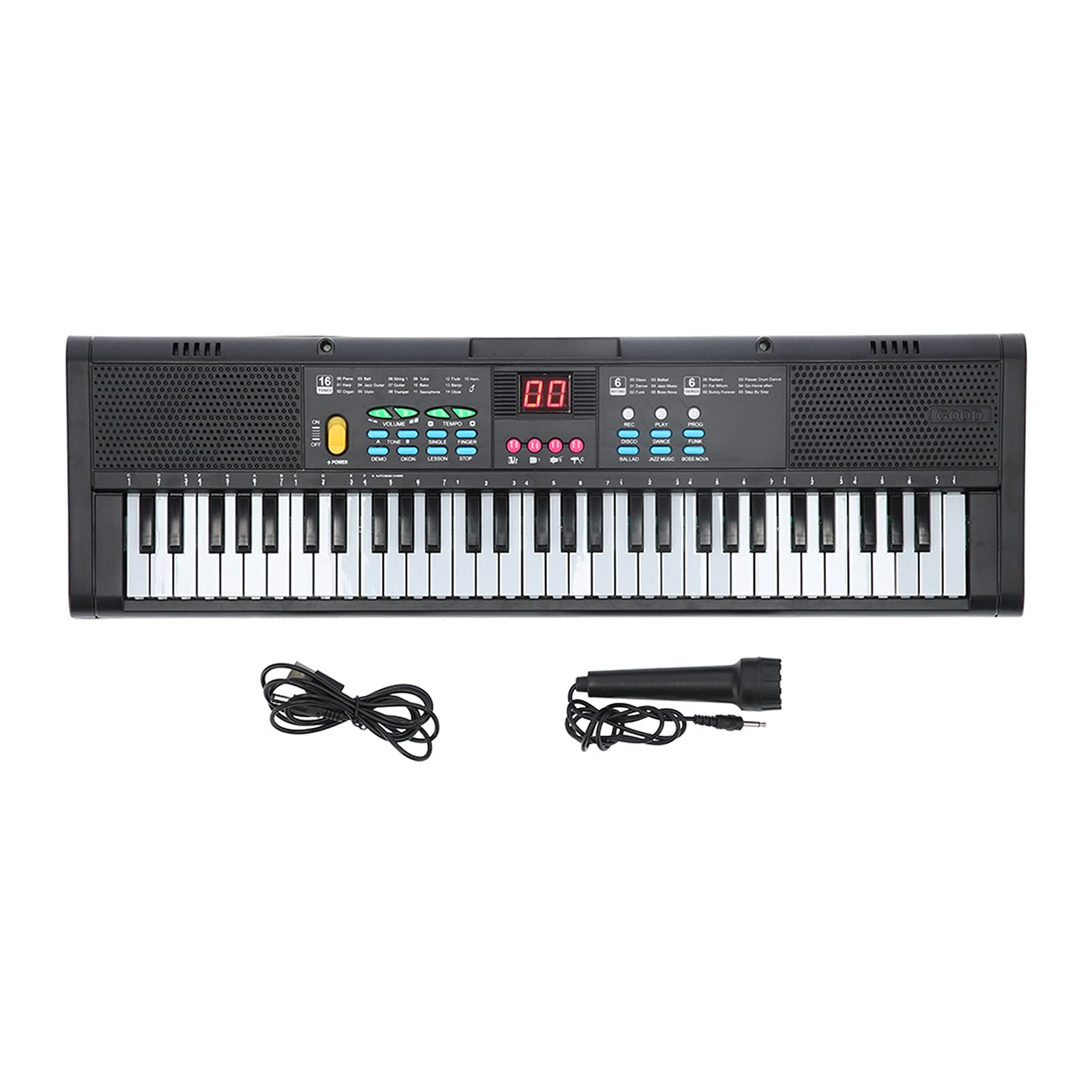 61 Keys Keyboard Piano, Electric Keyboard Piano Instrument Digital Music Piano Keyboard with Speaker and Microphone Musical Standard Keyboard Piano Kit for Beginners, Kids (MQ6186)