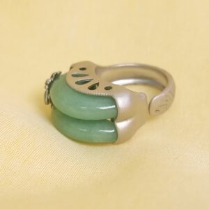 Hanbok Ring Jade Korea Traditional Accessory Woman Junior Natural Light Green Size Adjustable R005LT