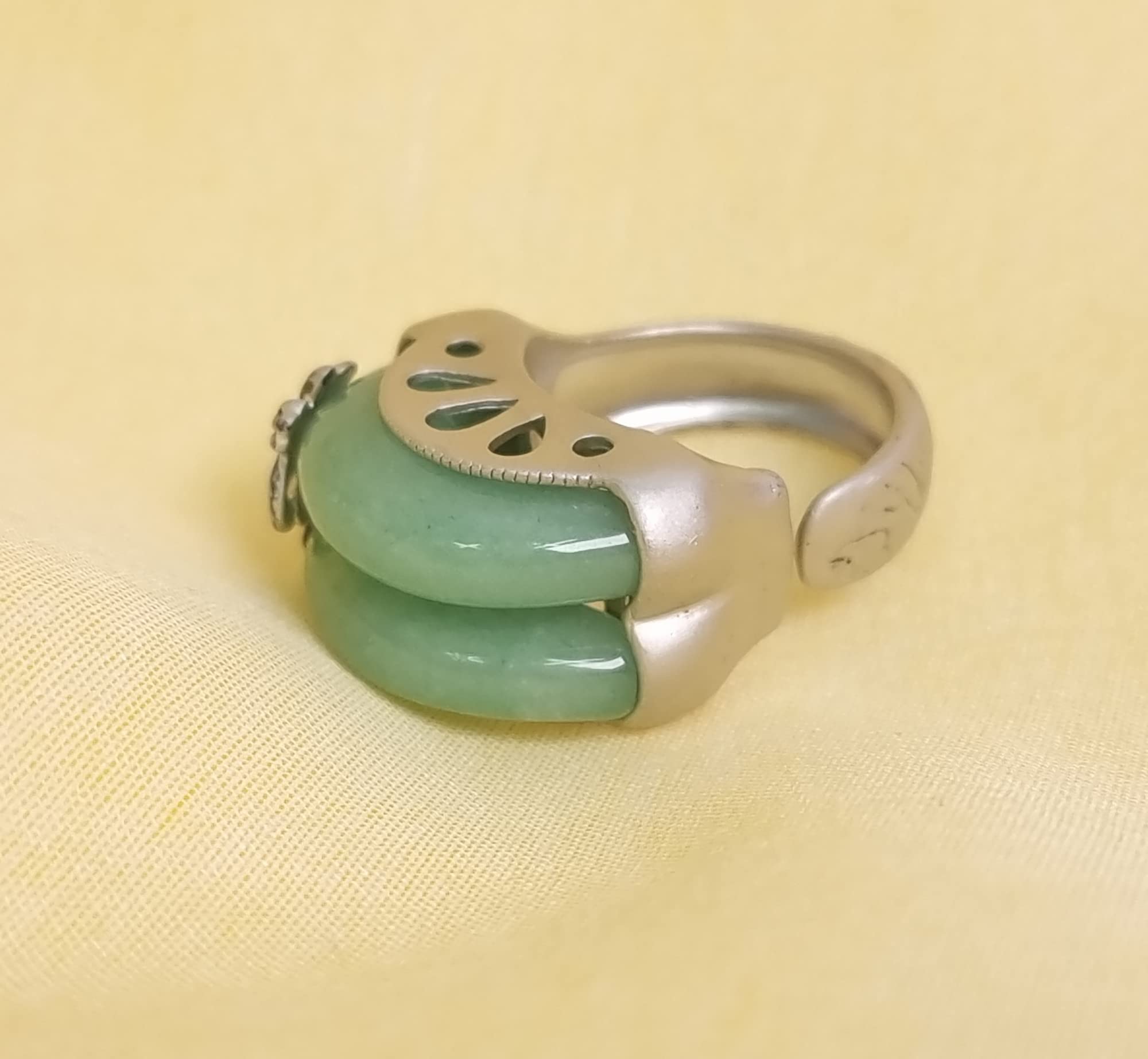 Hanbok Ring Jade Korea Traditional Accessory Woman Junior Natural Light Green Size Adjustable R005LT