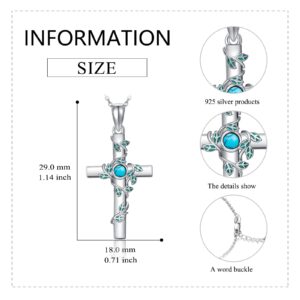 Vadmans Turquoise Cross Necklace Sterling Silver Cross Pendant Jewelry Gift for Women