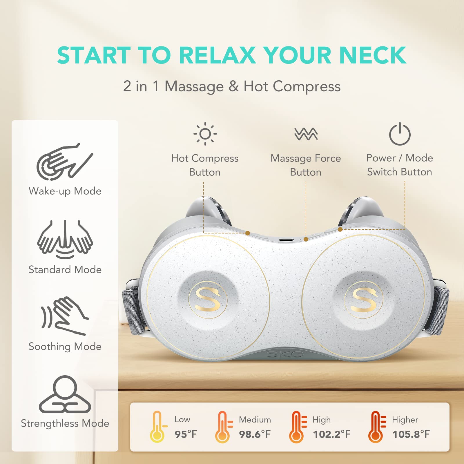 SKG H7 Neck Massager for Pain Relief Deep Tissue, Shiatsu Neck and Shoulder Massager 4D Electric Kneading Massager with Heating Relax at Home Office Car, Gift for Men Women, Maye Musk's Choice