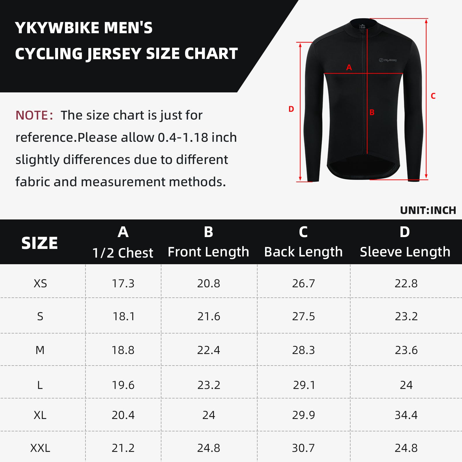 YKYWBIKE Cycling Jackets Men Fleece Winter Cycling Jersey for Men Softshell Jacket Long Sleeve Thermal Bike Jackets Cycling Clothing