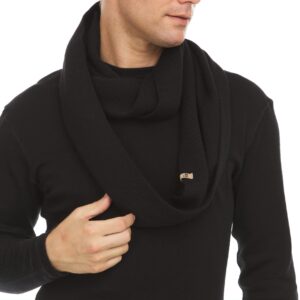 100% Merino Wool Everyday Knit Infinity Scarf - Winter Loop Scarf - Midweight Scarves for Women and Men - Black - One Size