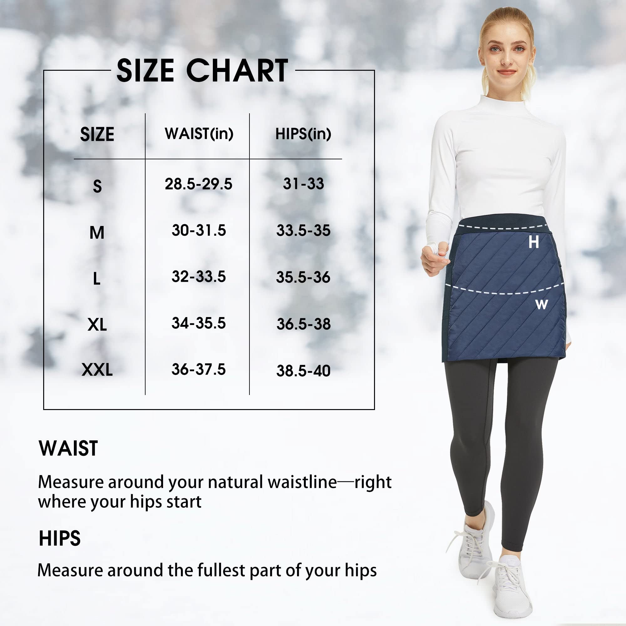 FitsT4 Sports Women's Puffer Skirts Lightweight Quilted Sport Skorts Insulated Warm Snow Skirts Hiking Running Golf Black Size L