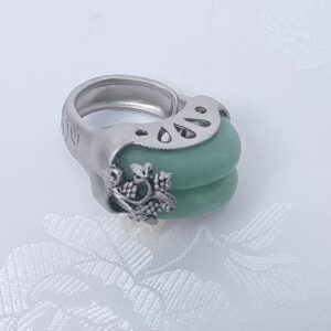 Hanbok Ring Jade Korea Traditional Accessory Woman Junior Natural Light Green Size Adjustable R005LT