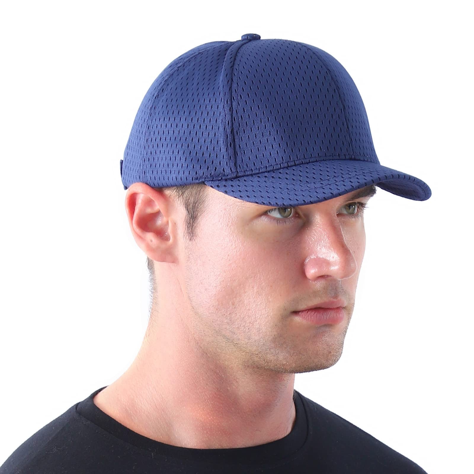 Men's Short Brim Baseball Cap Summer Thin Breathable Sports Snapback Caps for Women Adjustable Unisex Sun Hats Q0987 Navy