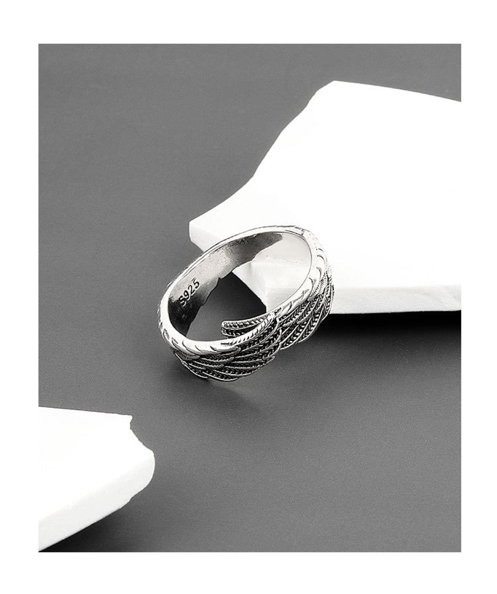 925 Sterling Silver Ring, Wings, Adjustable Women'S Open Ring Thai Silver-R1073