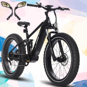 haoqi cheetah electric bike for adults peak 1000w ul 2849 certified 48v 16ah/25ah battery adult electric bicycles 26”*4”fat tire full suspension 28mph mountain ebike 7 speed max 85 miles range