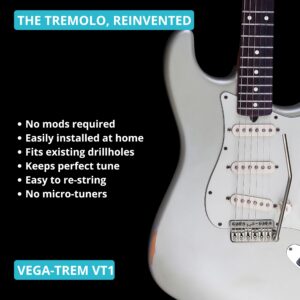 Vega-Trem VT1 2-Points Satin Stratocaster Guitar Tremolo Bridge For Strat No Mods Easy Installation