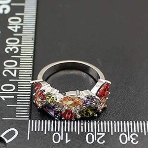 QIXINWANG Multi Gemstone Ring Morganite Garnet Amethyst Peridot Promise Wedding Party Ring for Women Size 6 to 10 (8)