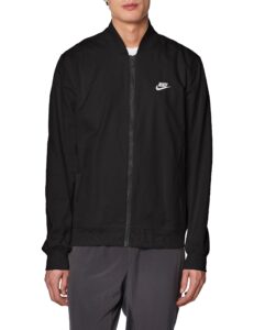 nike sportswear sport essentials men's woven unlined bomber jacket (as1, alpha, m, regular, regular, black/white)