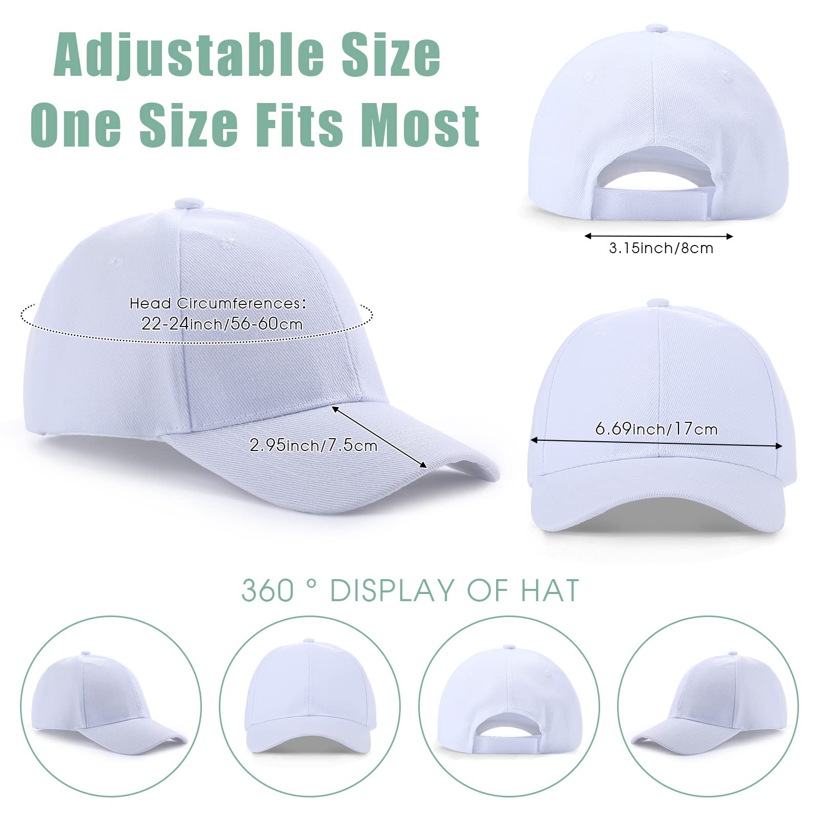 Coume 36 Pcs Blank Baseball Cap Bulk Adjustable Denim Plain Dad Hats Unisex Low Profile Camouflage Cap for Trucker Men Women(White)