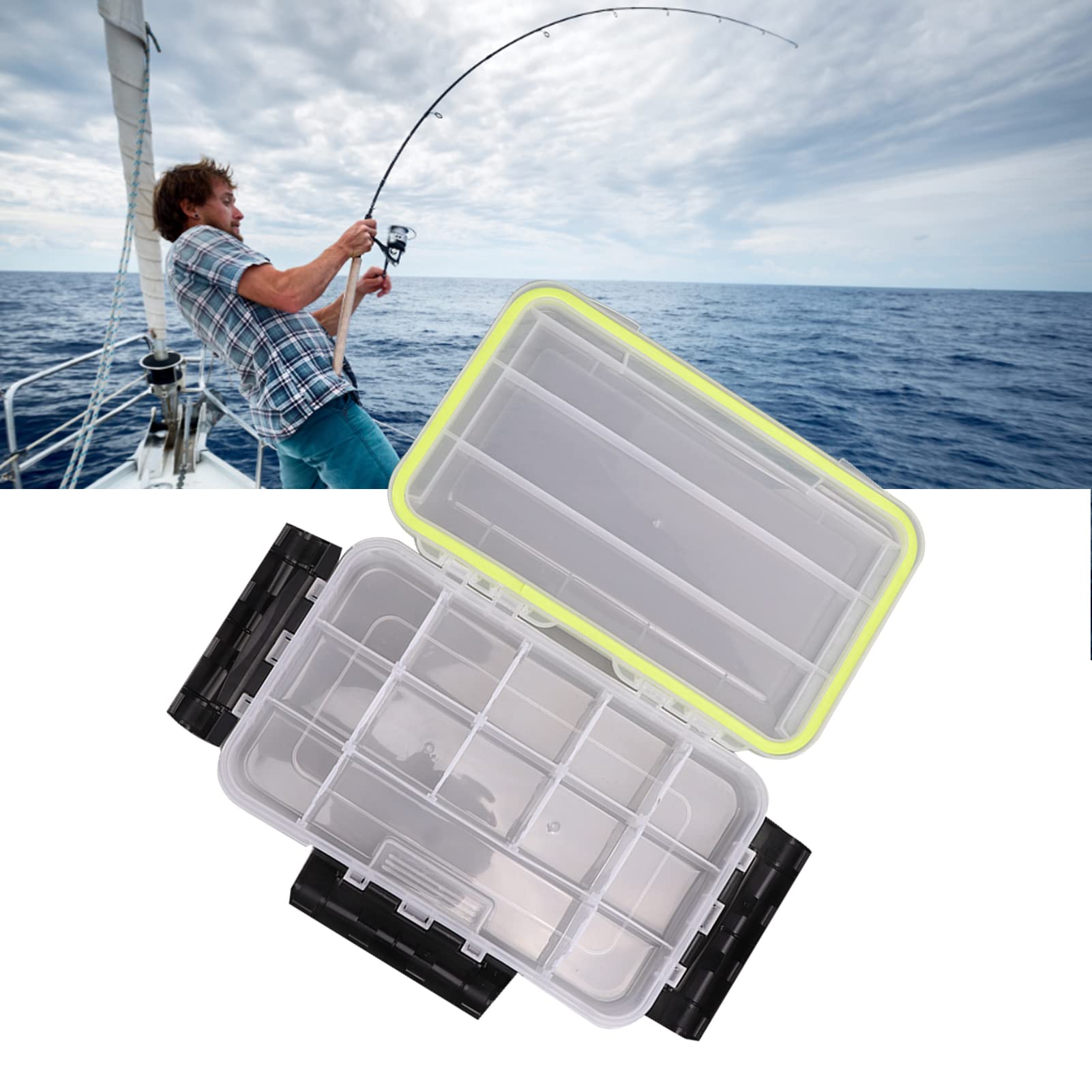 Leapiture Fishing Tool Box Transparent Plastic Storage Box with Removable Divider Fishing Tackle Hook Protector for Outdoor Leisure Sports