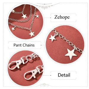 Zehope Layered Pants Chains Sliver Stars Pendant Jean Chains Goth Punk Wallet Chain Heavy Biker Pocket Chain for Women and Men