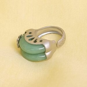 Hanbok Ring Jade Korea Traditional Accessory Woman Junior Natural Light Green Size Adjustable R005LT