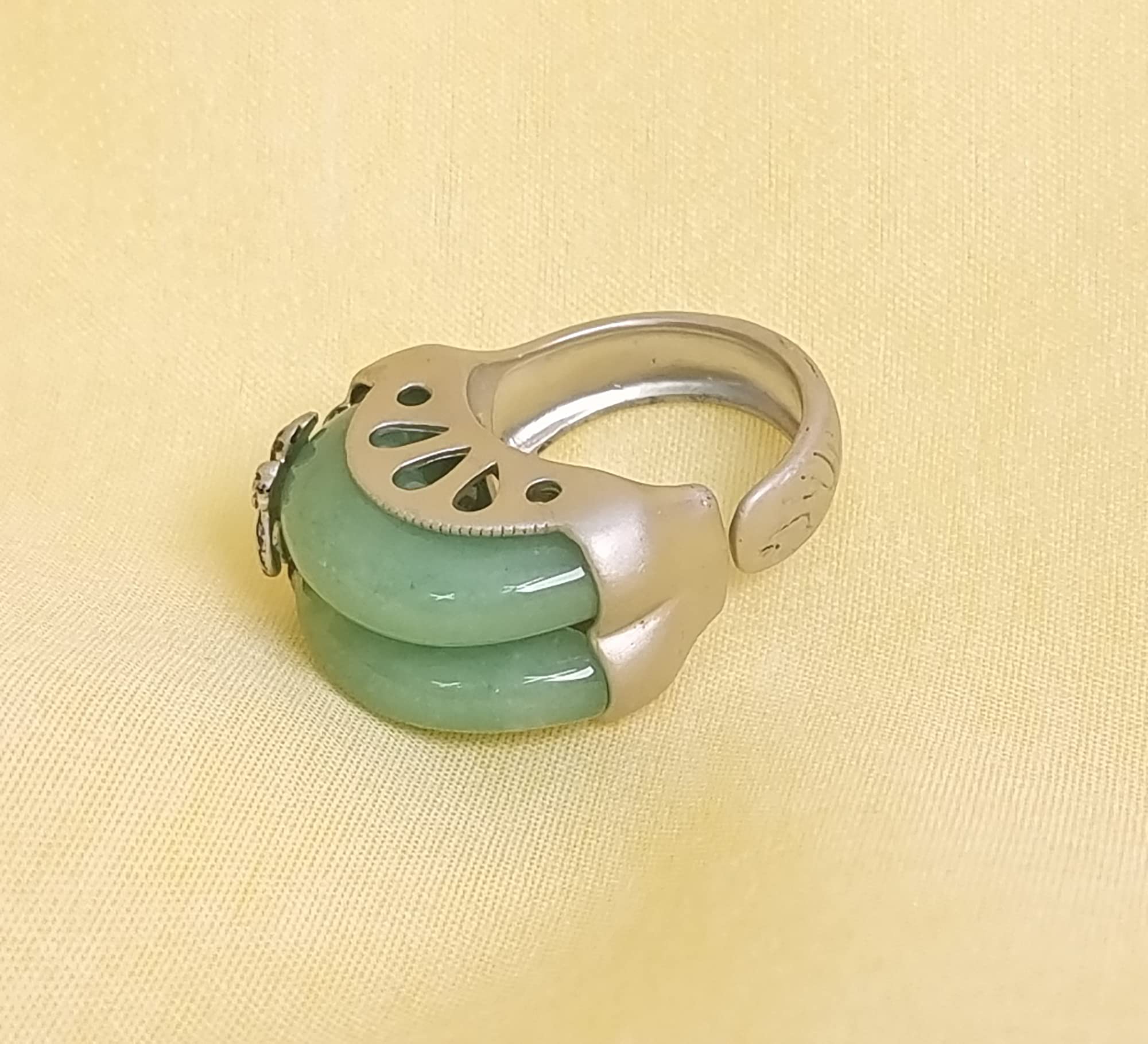 Hanbok Ring Jade Korea Traditional Accessory Woman Junior Natural Light Green Size Adjustable R005LT