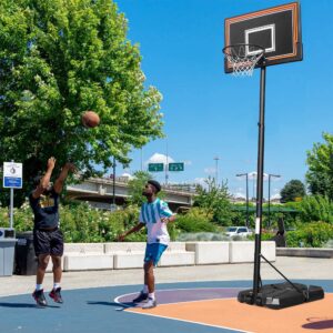 portable basketball hoop goals outdoor indoor basketball court w/canasta de basketball backboard & wheels & fillable base 7-10ft adjustable height removeable weather-resistant for youth adult