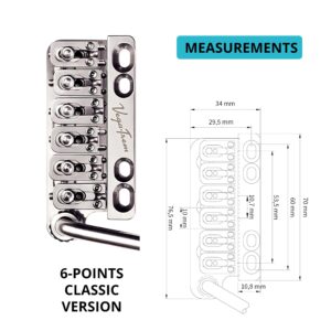 Vega-Trem VT1 Standard 6-Screw Glossy Stratocaster Guitar Tremolo Bridge For Strat No Mods Easy Installation