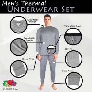 Fruit of the Loom Men’s Thermal Underwear Set Long Base Layer Set With Thermal Top & Bottoms- Warm Soft Underwear For Cold Weather- Comfortable & Discreet Winter Baselayer Black