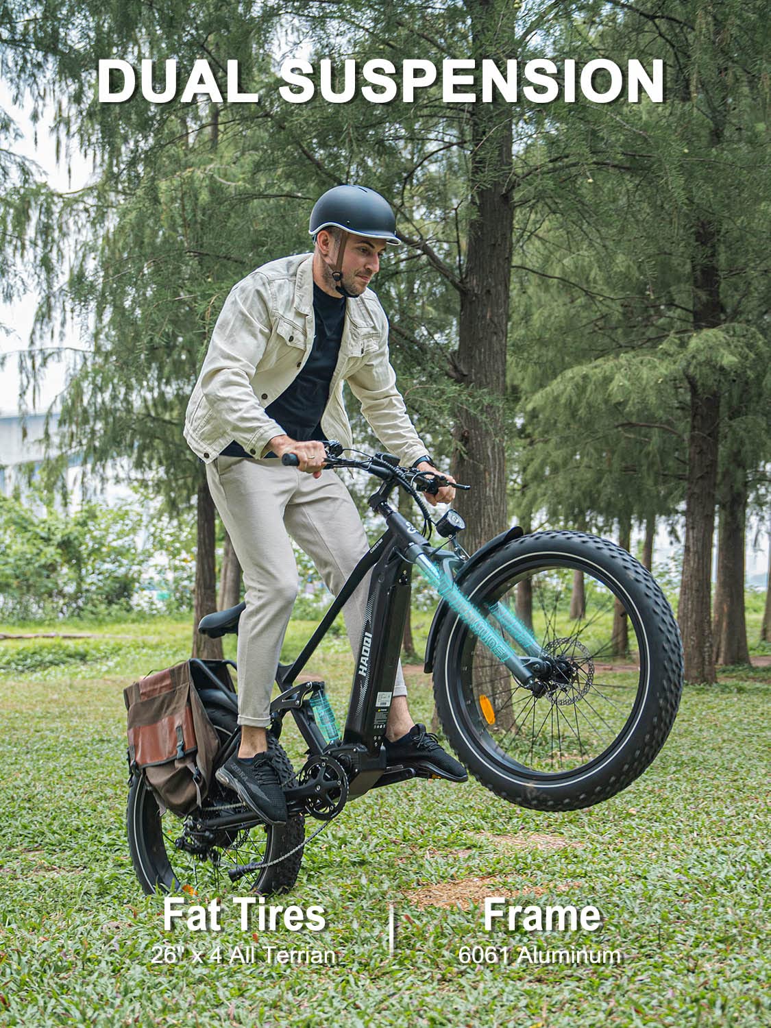 HAOQI Cheetah Electric Bike for Adults Peak 1000W UL 2849 Certified 48V 16AH/25Ah Battery Adult Electric Bicycles 26”*4”Fat Tire Full Suspension 28MPH Mountain Ebike 7 Speed Max 85 Miles Range