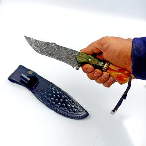 göcen Full Tang Blade Damascus Hunting Knife, Survival Knife, Tactical Fixed Blade, Camping Knife, Knives Men, Bushcraft Knife, Collectors Knife