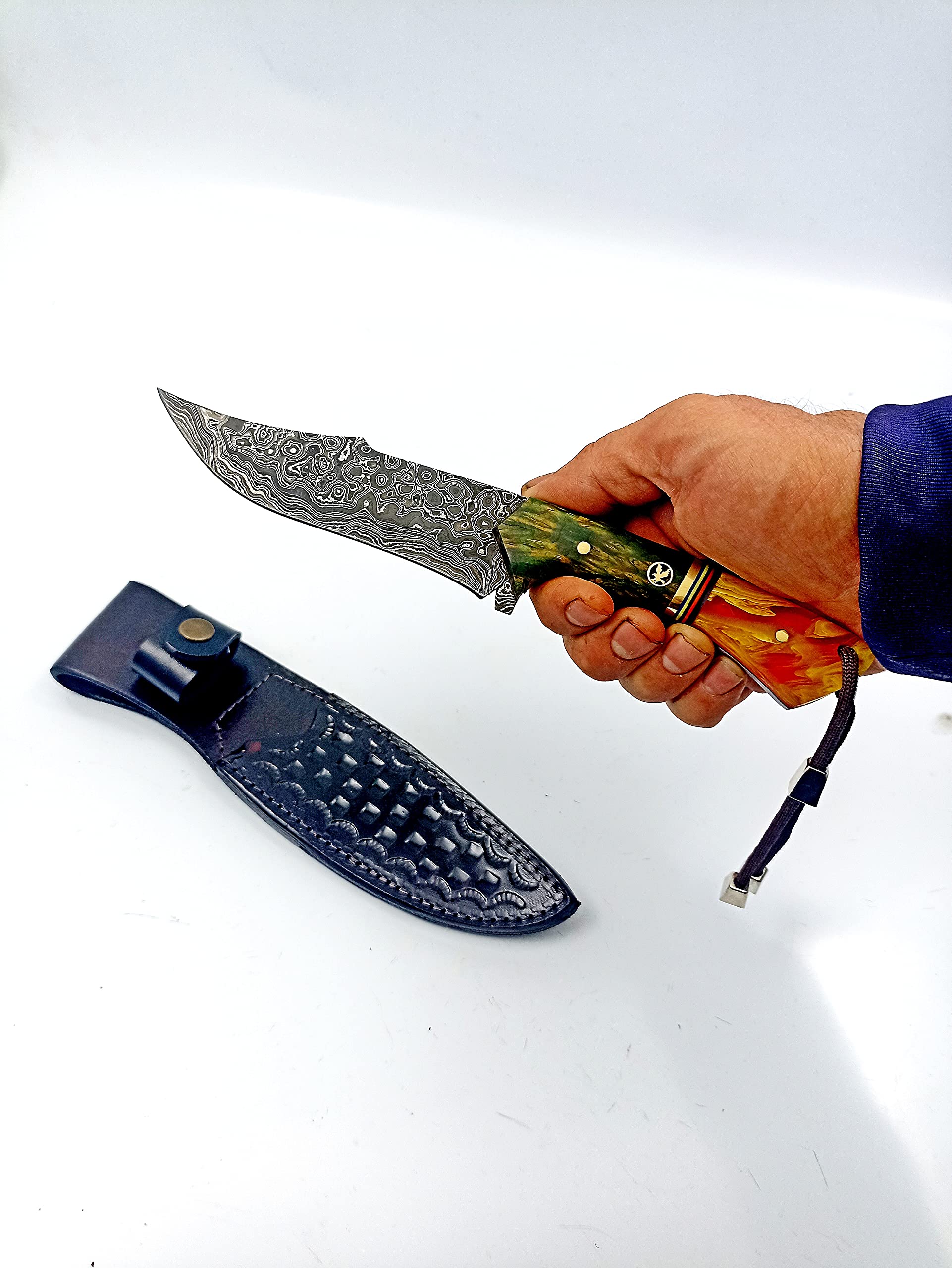 göcen Full Tang Blade Damascus Hunting Knife, Survival Knife, Tactical Fixed Blade, Camping Knife, Knives Men, Bushcraft Knife, Collectors Knife