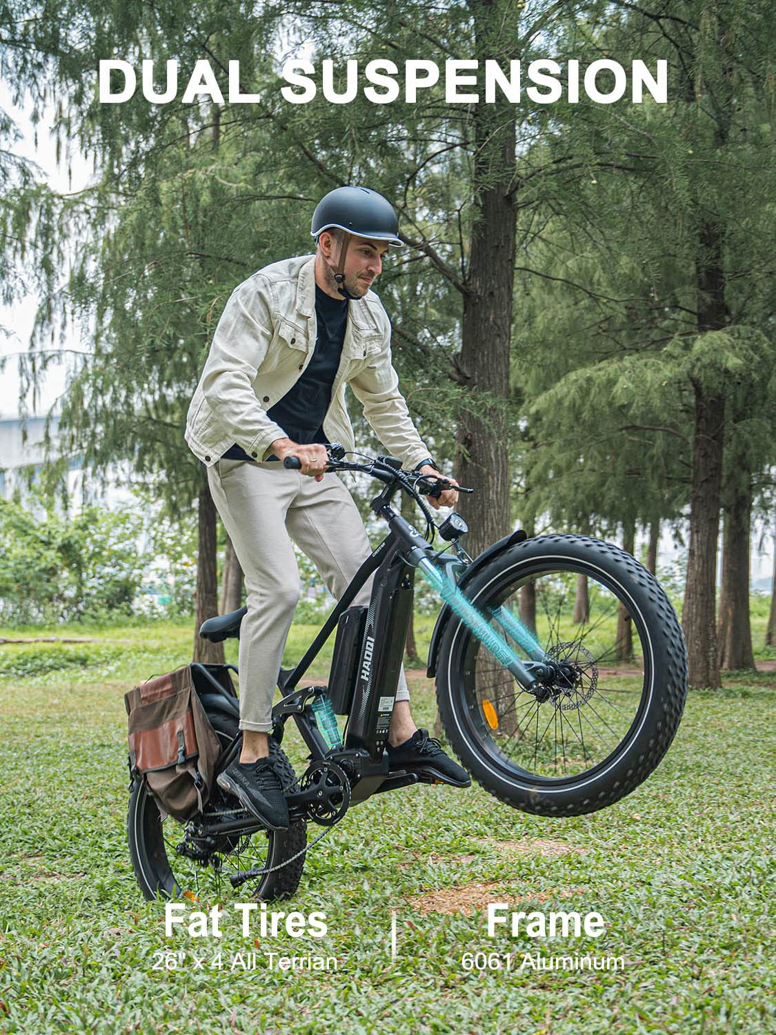 HAOQI Cheetah Electric Bike for Adults Peak 1000W UL 2849 Certified 48V 16AH/25Ah Battery Adult Electric Bicycles 26”*4”Fat Tire Full Suspension 28MPH Mountain Ebike 7 Speed Max 85 Miles Range