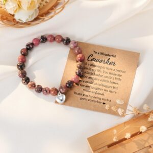 JOGDIAM Gifts for Coworkers Christmas Gifts for Women Natural Stone Beaded Bracelets Going Away Thank You Appreciation Gifts for Coworkers