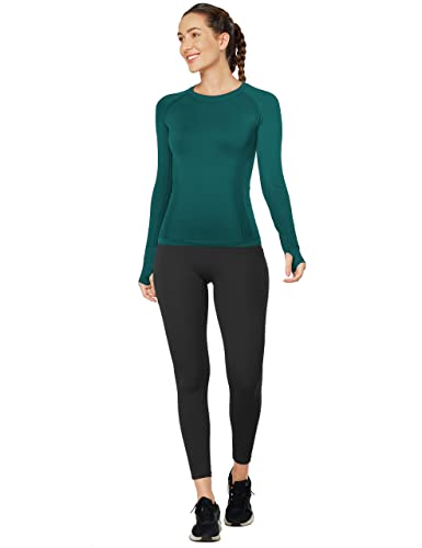 MathCat Workout Shirts for Women Long Sleeve, Workout Tops for Women, Quick Dry Gym Athletic Tops，Seamless Yoga Shirts Dark Green