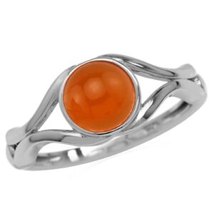 silvershake 7mm genuine orange carnelian white gold plated 925 sterling silver solitaire casual gemstone ring virgo birthstone size 6