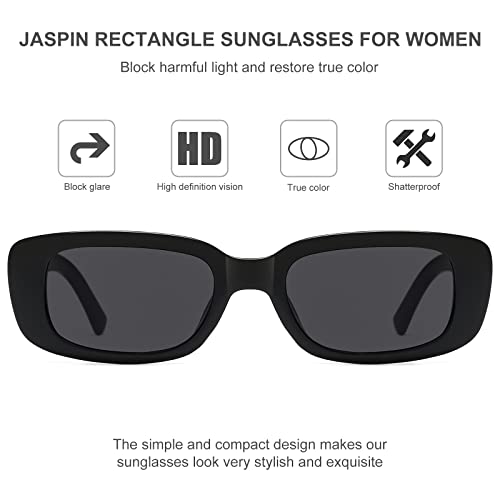 JASPIN Rectangle Sunglasses for Women Men Trendy Y2k Retro 90s Sun Glasses UV400 Protection Cool Square Frame