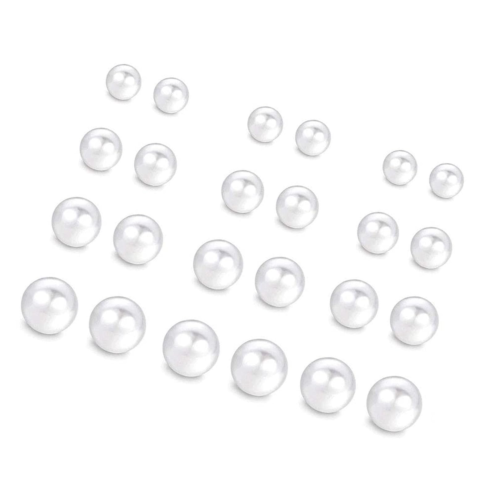 QLKILYR 12 Pairs Pearl Stud Earrings, Hypoallergenic Imitation Pearl Earrings, Stainless Steel Round Ball Pearls Stud Earrings Mixed Sizes Stud Earrings Set for Women