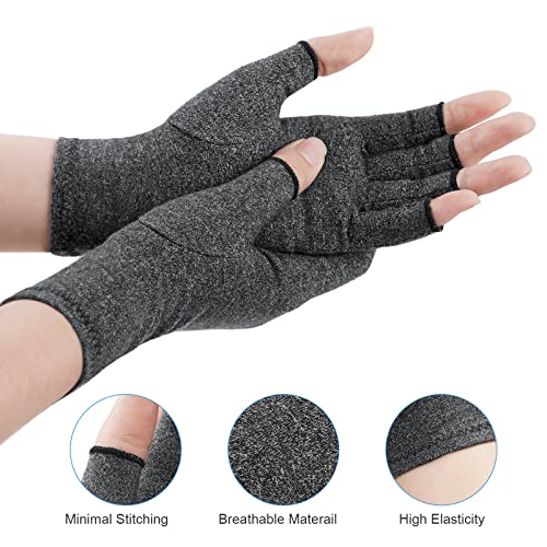 AOOWU Arthritis Gloves for Women Men, Arthritis Pain Relief Gloves Fingerless Gloves Hand Warmers Gloves Carpal Tunnel Rheumatiod Tendonitis Fingerless Hand Thumb Compression Gloves Mother Gifts-S