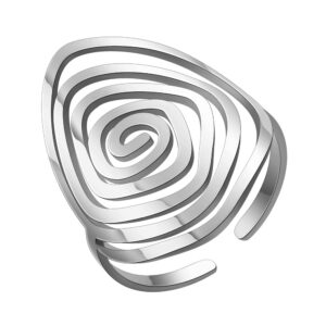 Dreamtimes Swirl Geometric Ring Spiral Swirl Ring Braided Wrap Style Women Stainless Steel Exaggerated Adjustable Thumb Open Ring Fashion Jewelry Gift for Wife Girlfriend