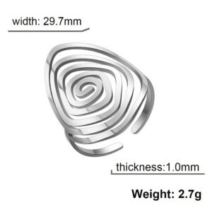 Dreamtimes Swirl Geometric Ring Spiral Swirl Ring Braided Wrap Style Women Stainless Steel Exaggerated Adjustable Thumb Open Ring Fashion Jewelry Gift for Wife Girlfriend