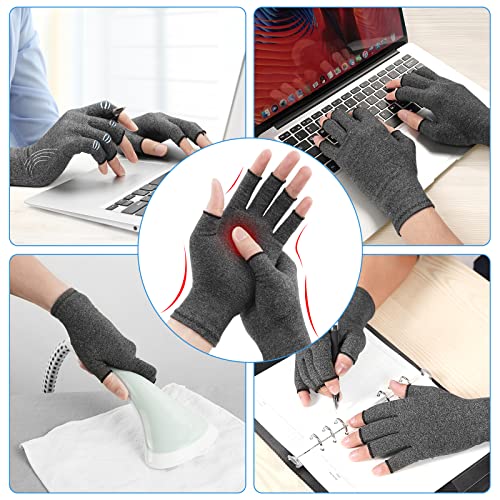 AOOWU Arthritis Gloves for Women Men, Arthritis Pain Relief Gloves Fingerless Gloves Hand Warmers Gloves Carpal Tunnel Rheumatiod Tendonitis Fingerless Hand Thumb Compression Gloves Mother Gifts-S