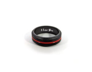 aera custom engraved thin red line silicone wedding ring - personalize any text, symbol, image - ships next day