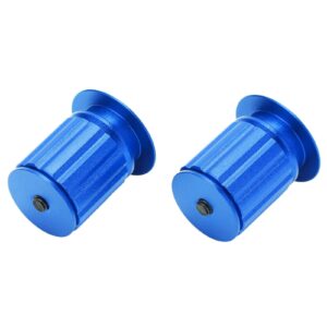 Aluminum Bike Handlebar End Plugs, 1 Pair Blue Expanding Locking Bar End Caps Bike Bar Ends for Road Mountain Bike Folding Bike