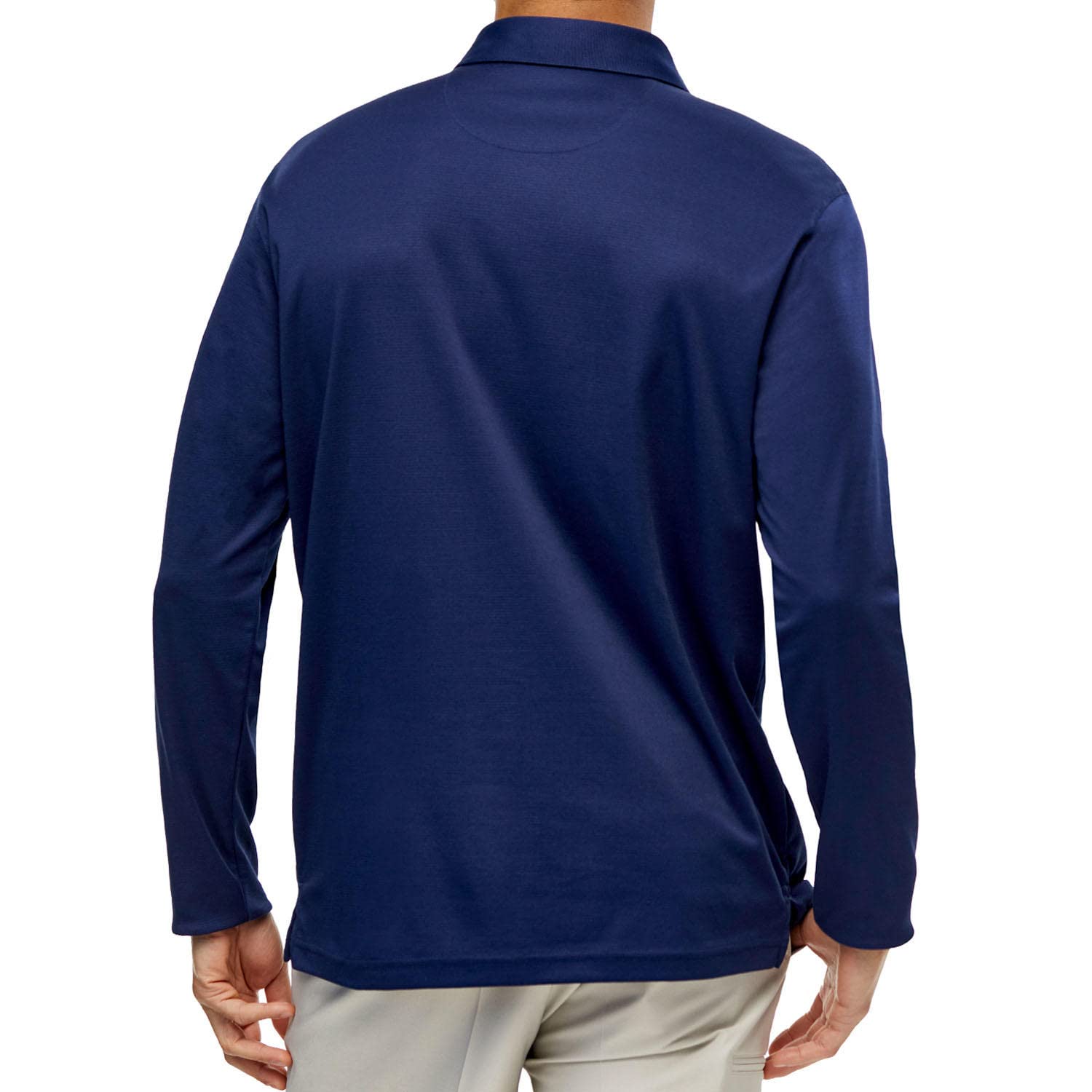 Greg Norman Men's Long Sleeve Performance Polo | Men's Long Sleeve Advantage Golf Polo Shirt - Navy Medium