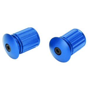 Aluminum Bike Handlebar End Plugs, 1 Pair Blue Expanding Locking Bar End Caps Bike Bar Ends for Road Mountain Bike Folding Bike